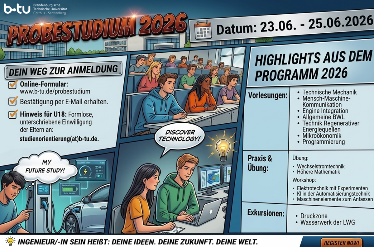 Bildhafte Kurzbeschreibung zum Probestudium der Fakultät 3
