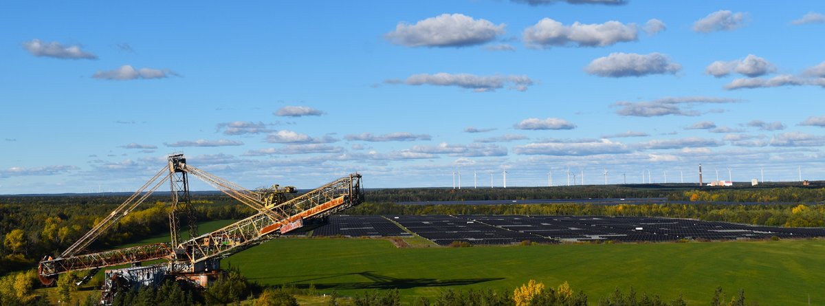 Bagger 1473 "Blaues Wunder", Solarpark Senftenberg, Kraftwerk Sonne, Windpark Chransdorf West