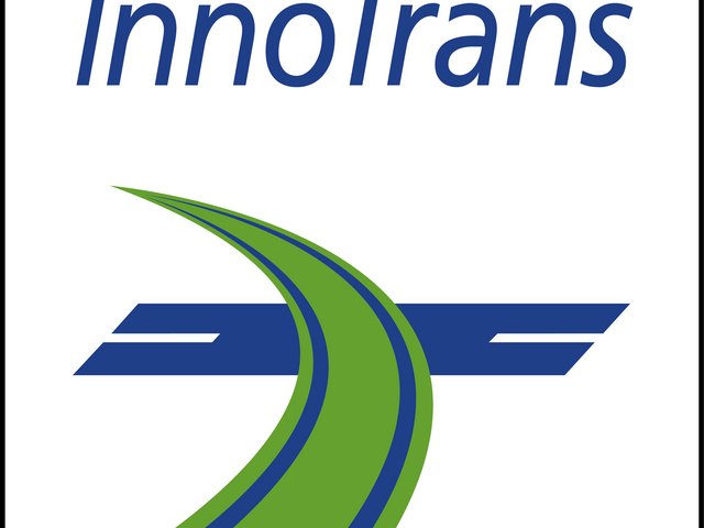 Logo der InnoTrans mit Schriftzug und Grafik in grün blau