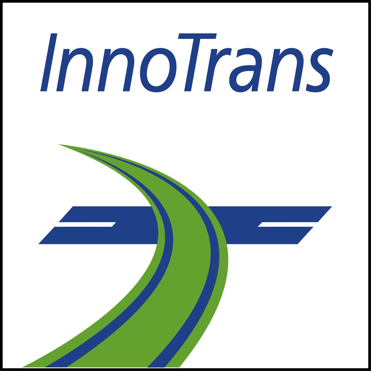 Logo der InnoTrans mit Schriftzug und Grafik in grün blau