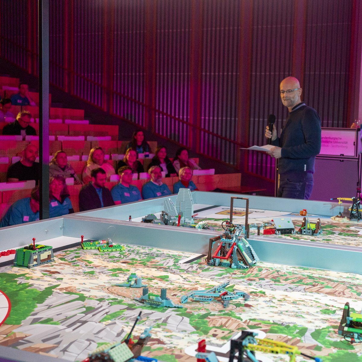 View over a competition table to the vice-president's table