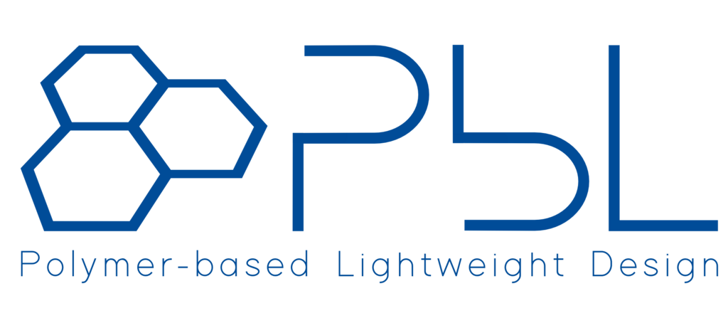 Logo des Fachgebiets Polymerbasierter Leichtbau - mit Abkürzung PbL und englischer Untertitelung