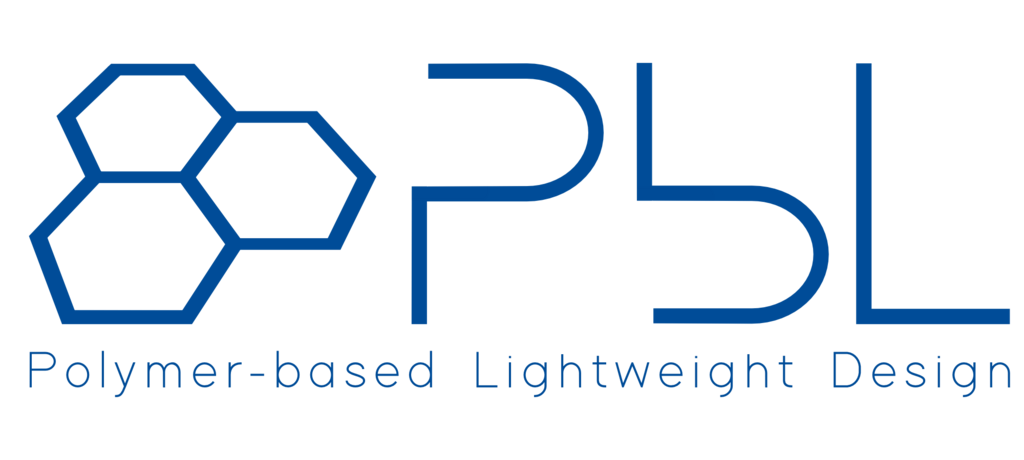 Logo des Fachgebiets Polymerbasierter Leichtbau - mit Abkürzung PbL und englischer Untertitelung