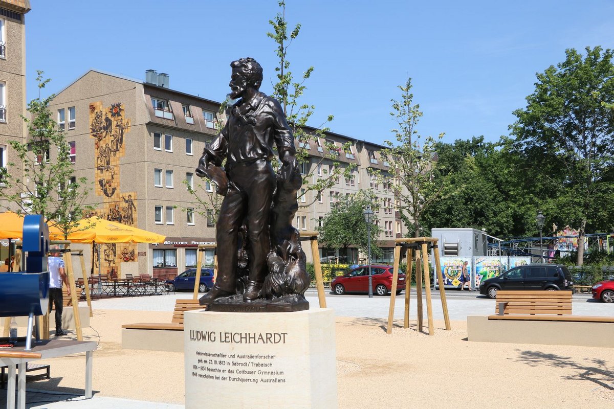 Leichhardt Statue als Zeugnis deutscher Kolonialgeschichte in Cottbus