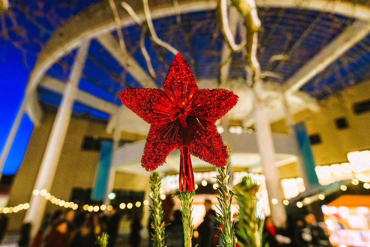 Weihnachtliche Dekoration vor dem Konrad-Zuse-Medienzentrum.