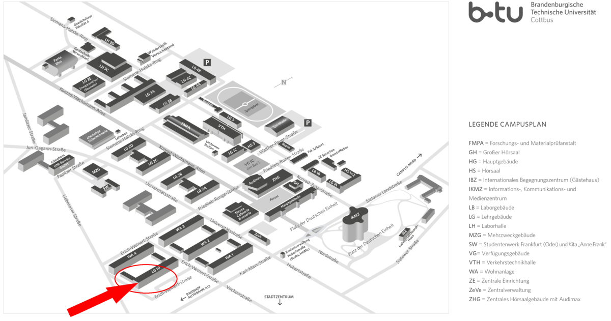 Campusplan - Sitz des FSR Umwelttechnologien