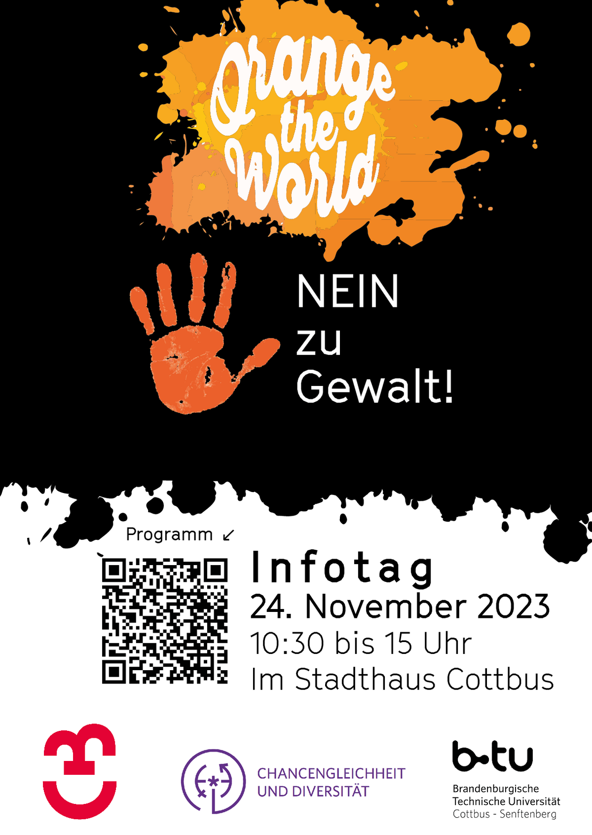 [Translate to Englisch:] Flyer zum Infotag gegen Gewalt am 24. November 2023