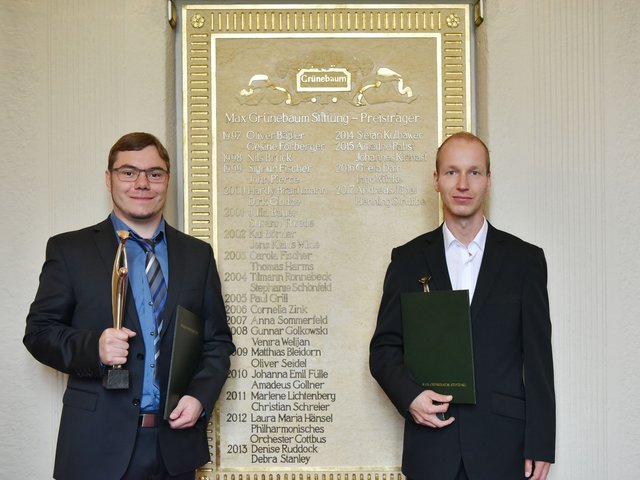 Die Grünebaum-Preisträger Dr.-Ing. Michael Hoff (li) und Dr.-Ing. René Rietz