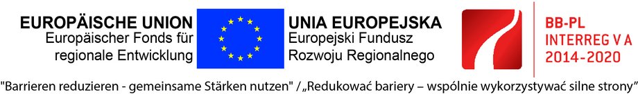 Gemeinsames Logo aus EU-Flagge mit Beschriftung, INTERREG Logo und Slogan