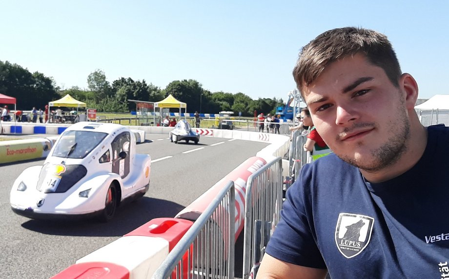 Maschinenbaustudent Alexander Leschke beim Shell Eco Marathon in London