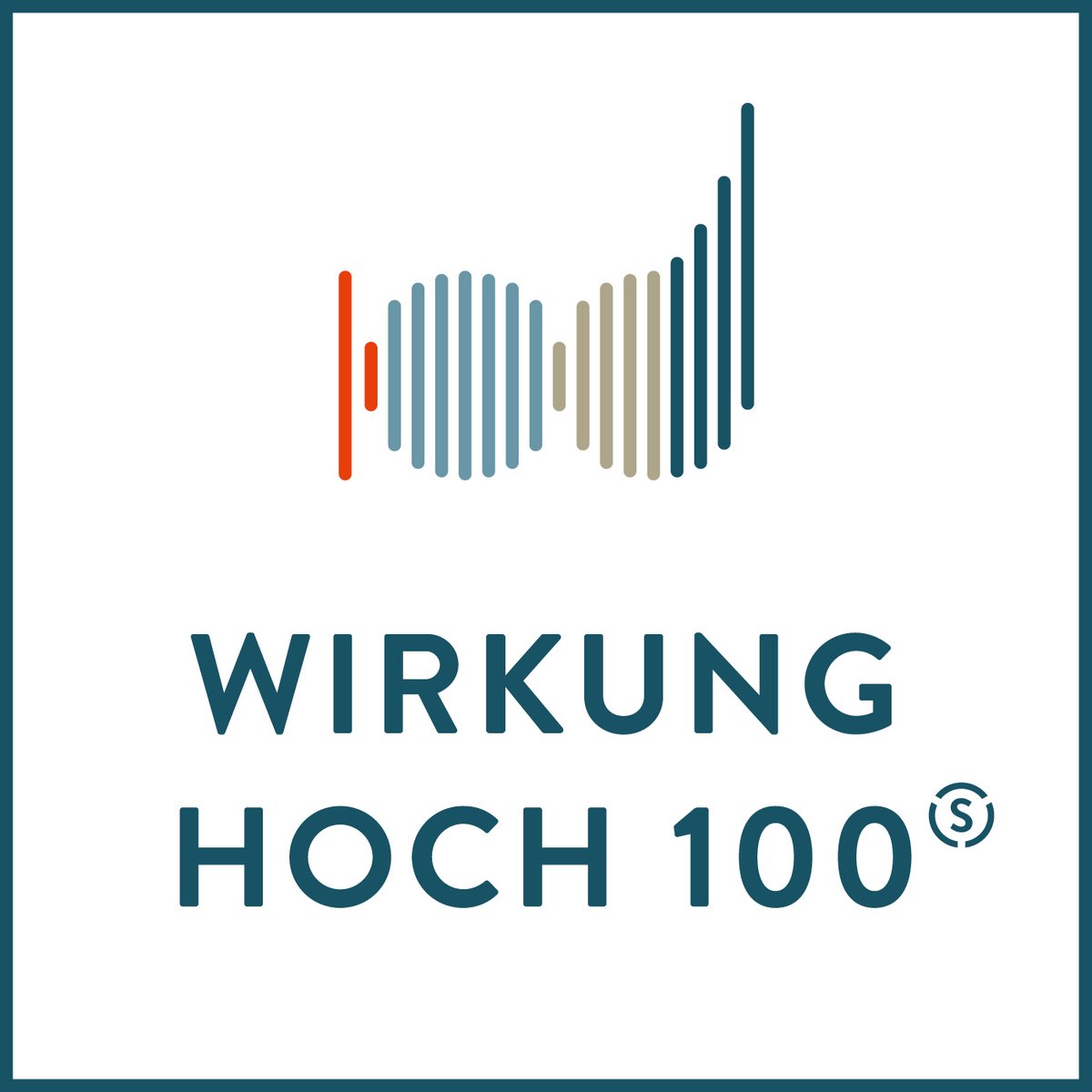 Logo der Jubiläumsinitiative des Stifterverbandes mit der Aufschrift „Wirkung hoch 100“.