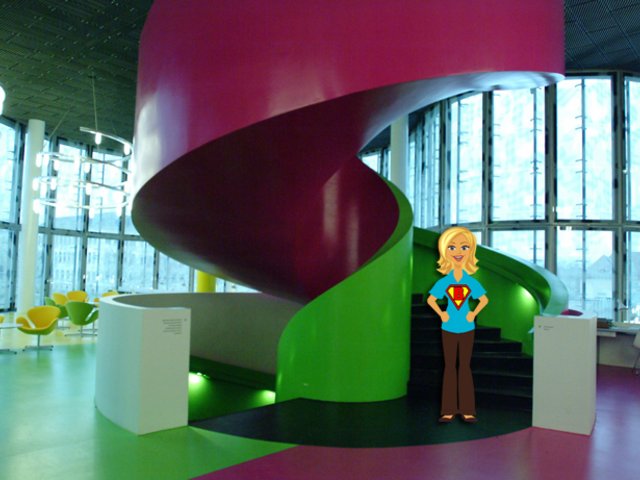 Figur Bibi in der Bibliothek 