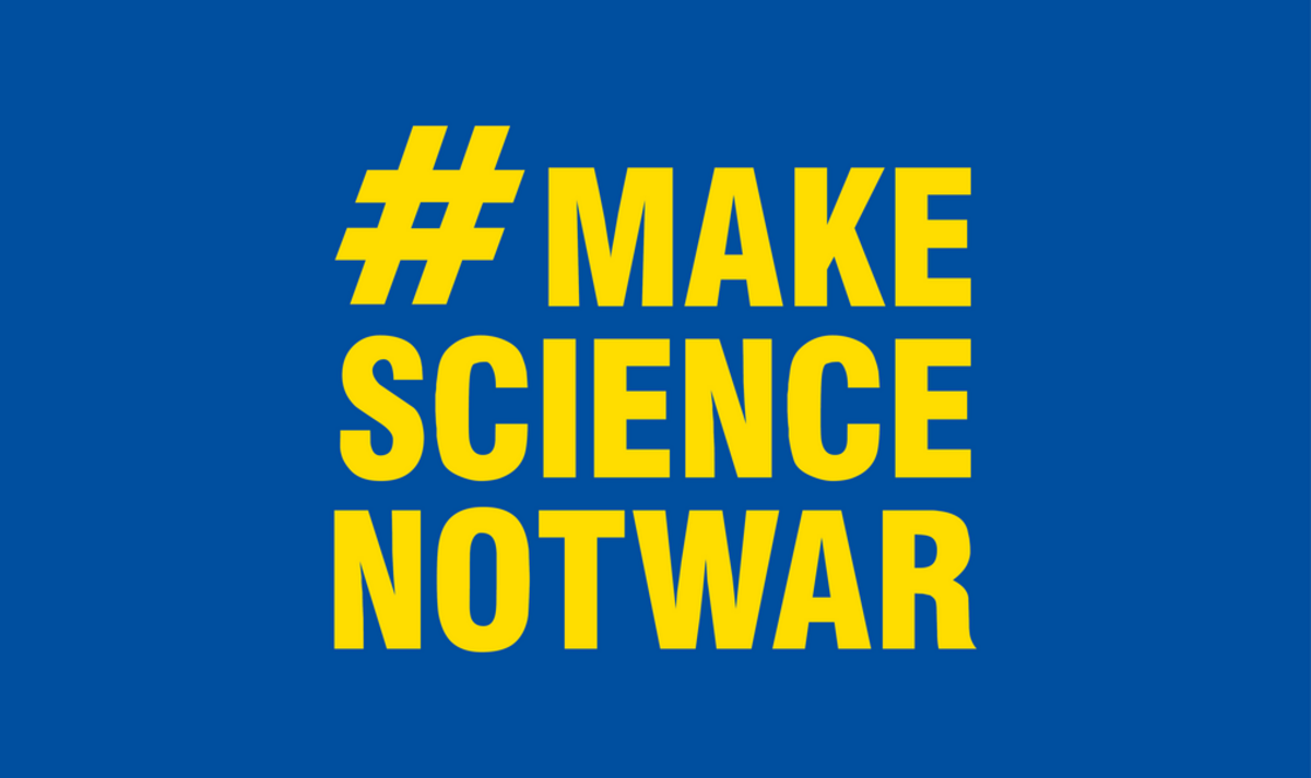 Banner mit Aufschrift Make Science Not War