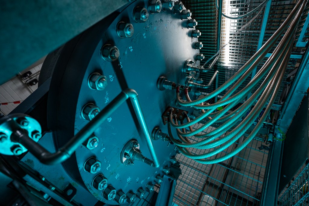 Detailansicht des Elektrolysator im Wasserstoffzentrum 