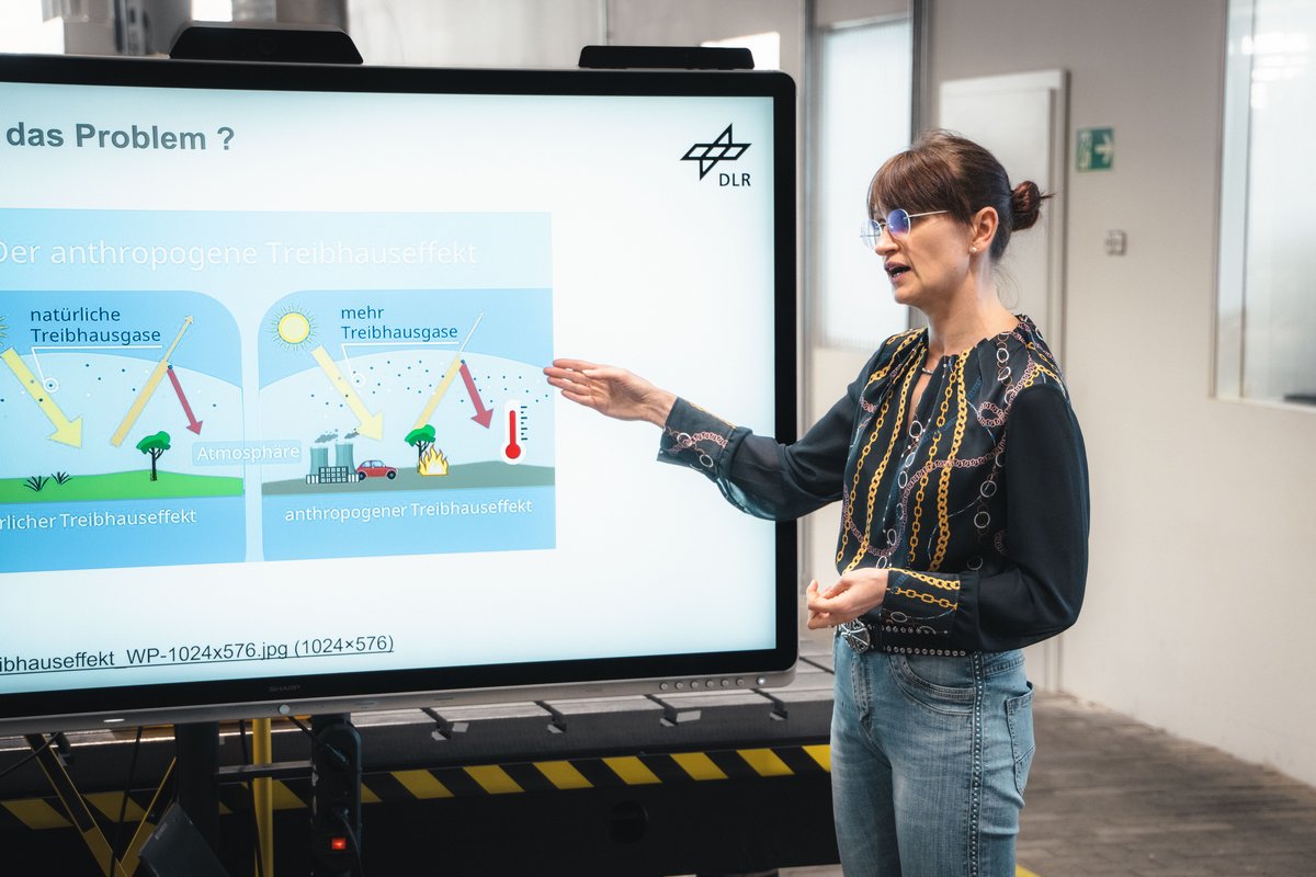 Dr. Helen Mülller ist BTU-Wissenschaftlerin und forscht am DLR-Institut. Sie erklärte den Schüler*innen, woran genau sie und ihre Kolleg*innen eigentlich forschen.