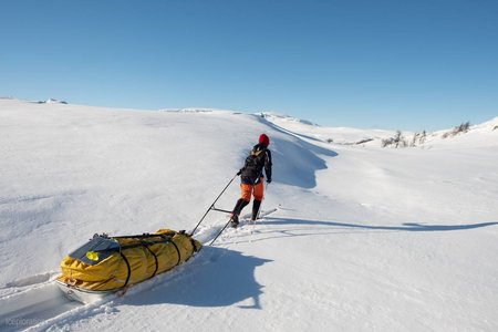  Luisa Näke polar training in the Hardangervidd, she pulls a sled