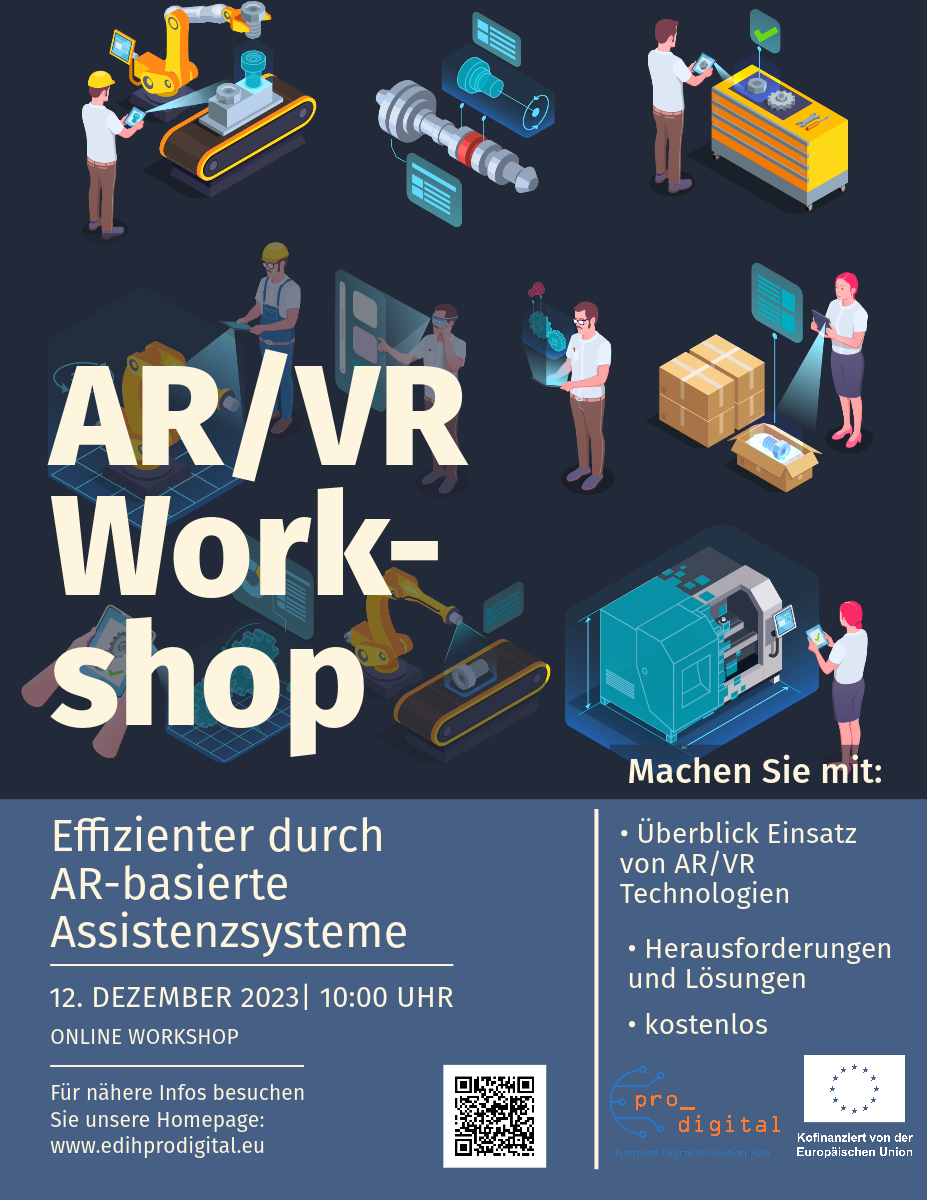 Ankündigungsposter für Online workshop für AR-Assistenzsysteme am 12.12.2023