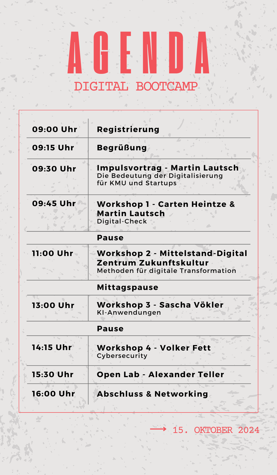 Digital Bootcamp Agenda