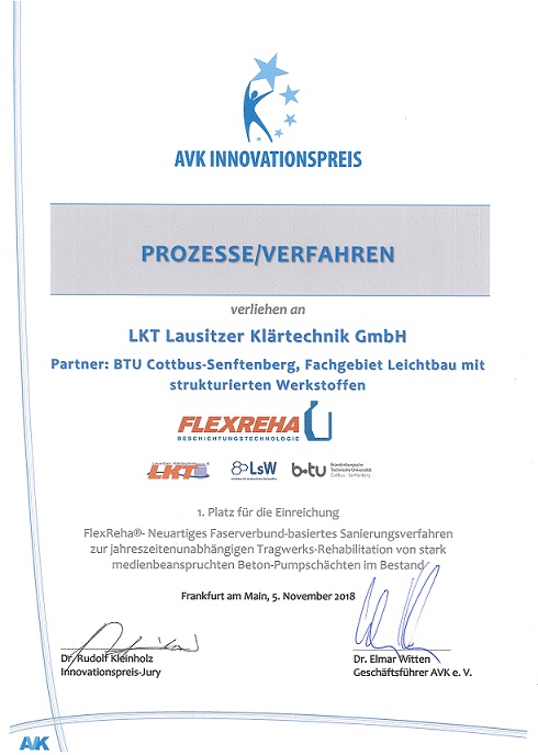Bild der Urkunde für den 1. Platz beim AVK Innovationspreis