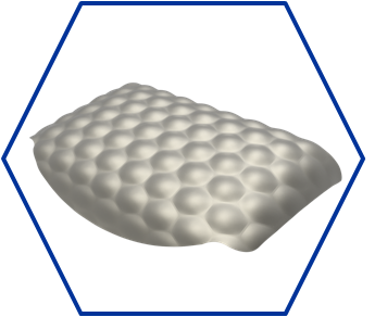 Bild eines strukturierten Bleches in einem blauen Hexagon