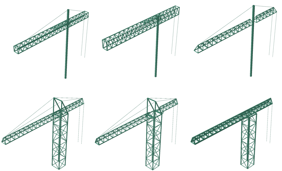 Darstellung verschiedener Krangeometrien zur Analyse