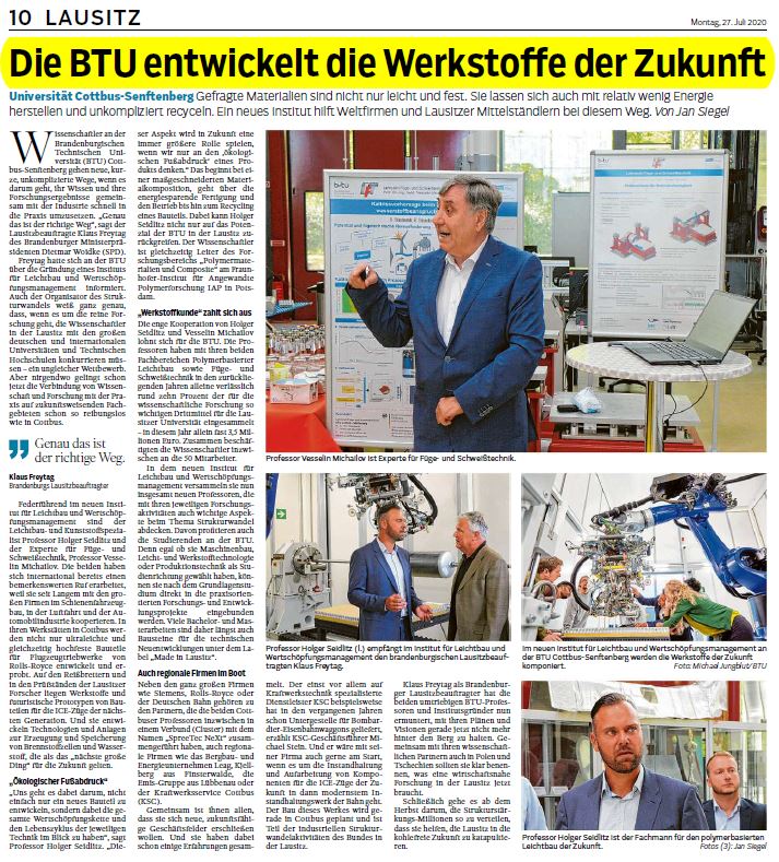 Bild des Zeitungsartikels der Lausitzer Rundschau vom 27.07.2020