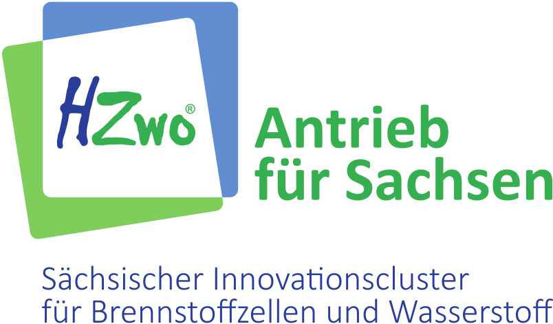 Logo des Innovationsclusters HZwo in den Farben grün, weiß und blau