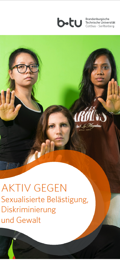 BTU Flyer "Aktiv gegen sexualisierte Belästigung, Diskriminierung und Gewalt"
