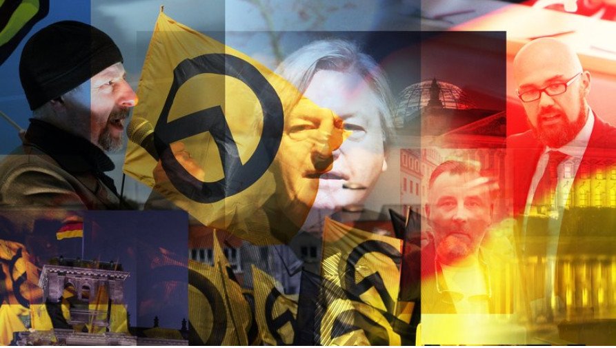 Collage Akteur*innen der "Neuen Rechten"