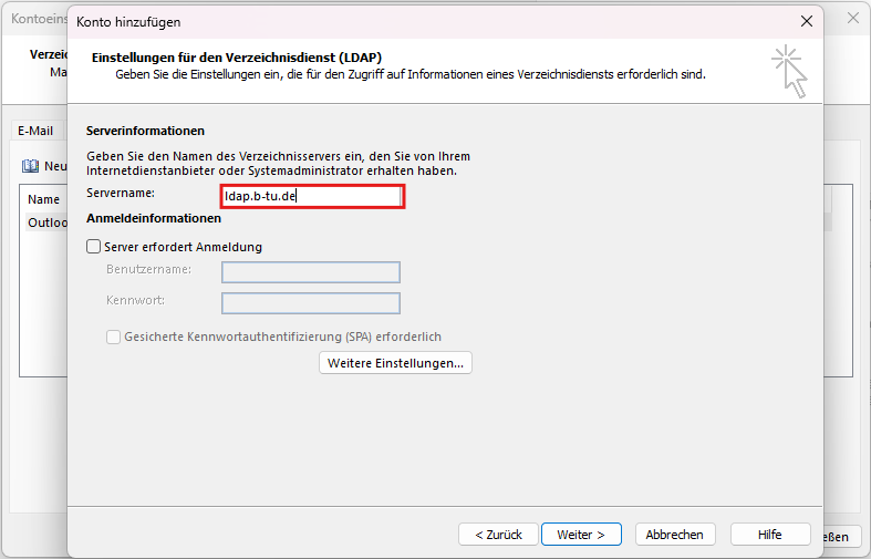 Abbildung Konto-hinzufuegen LDAP
