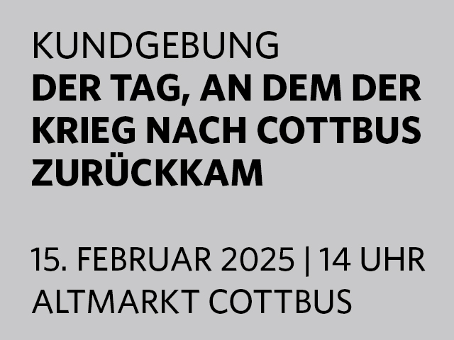 Web-Teaser zur Kundgebung am 15. Februar 2025 in Cottbus