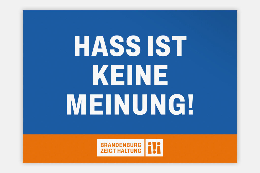 Plakat mit der Aufschrift "Hass ist keine Meinung!"