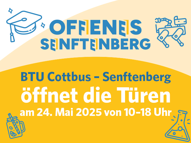Banner zun BTU-Programm am Tag des Offenen Senftenbergs.