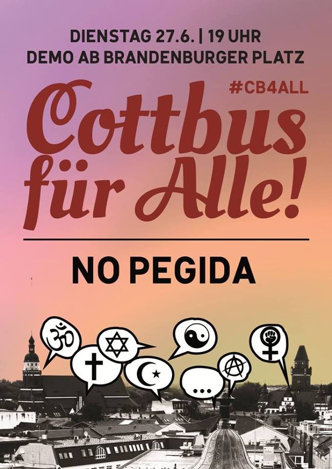 Plakat zur Demonstration Cottbus für alle!