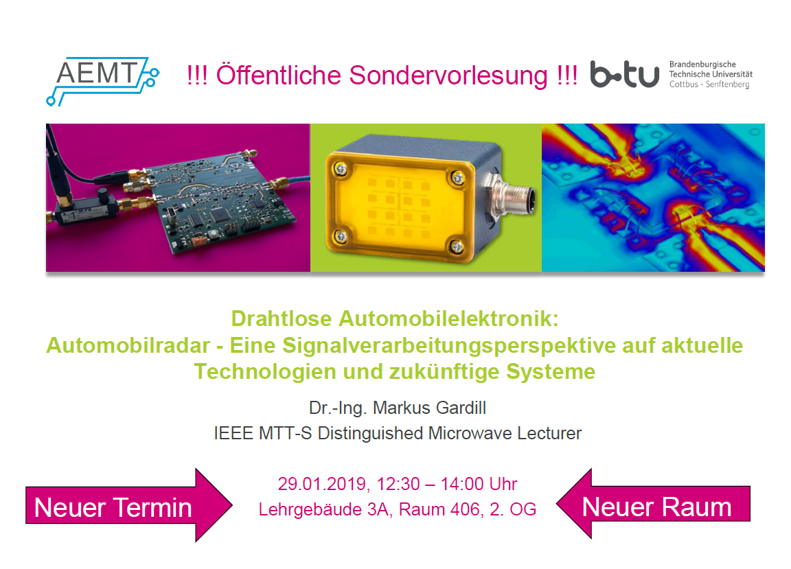 Radarmodule und Informationen zur Sondervorlesung zur Drahtlosen Automobilelektronik