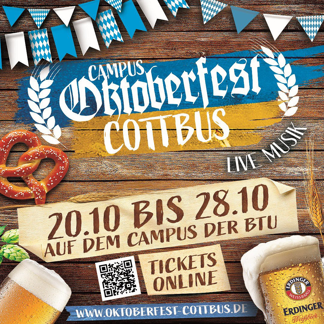 Grafik Oktoberfest in typisch bayrischer Farbgebung