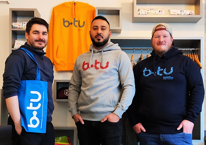 Die Betreiber des BTU-Campusstores (v. li.): Marcus Kummer, Sükrü Ceri, Daniel Kowald. Foto: kouk 