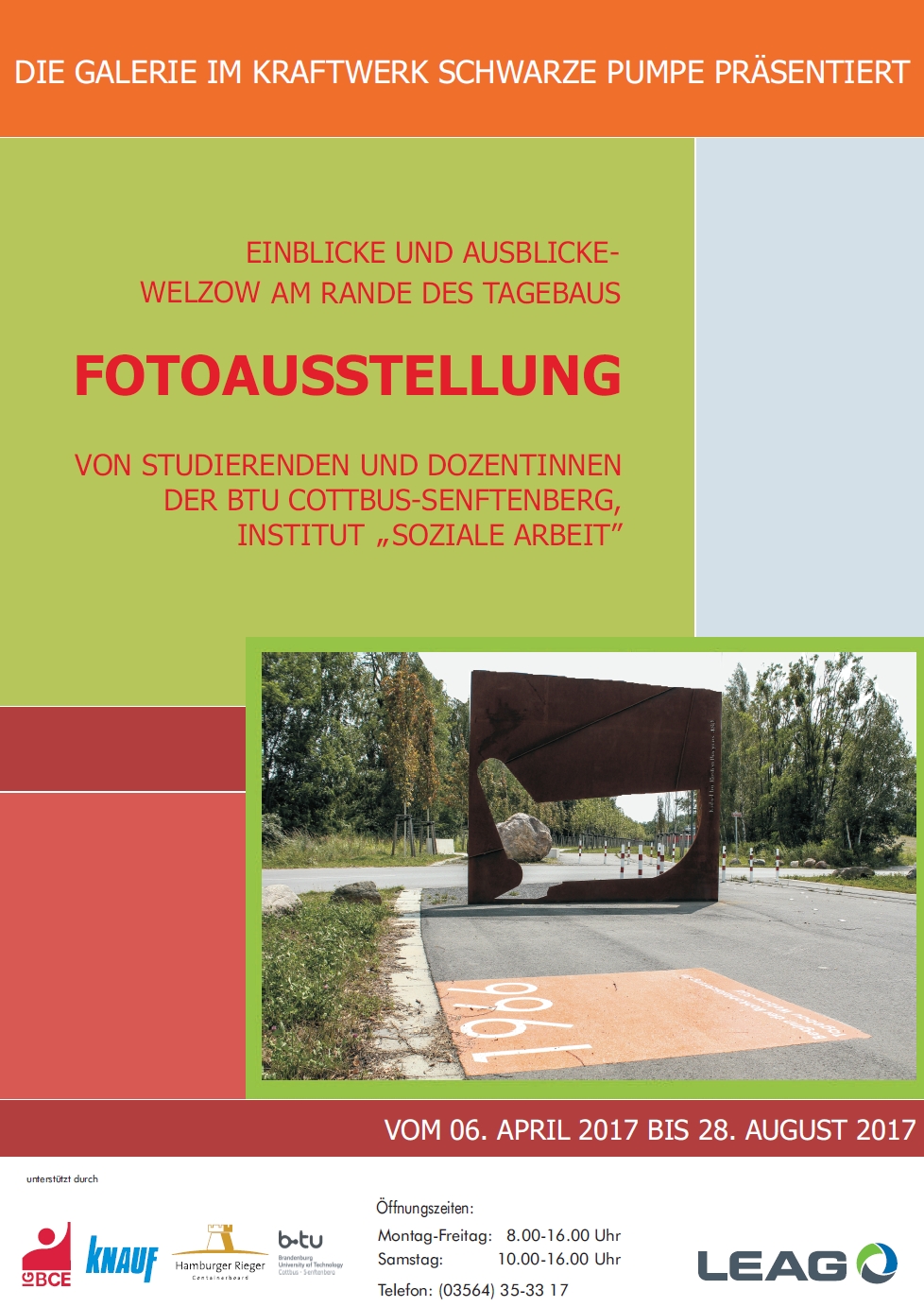 Plakat zur Fotoausstellung "Einblicke und Ausblicke - Welzow am Rande des Tagebaus". 