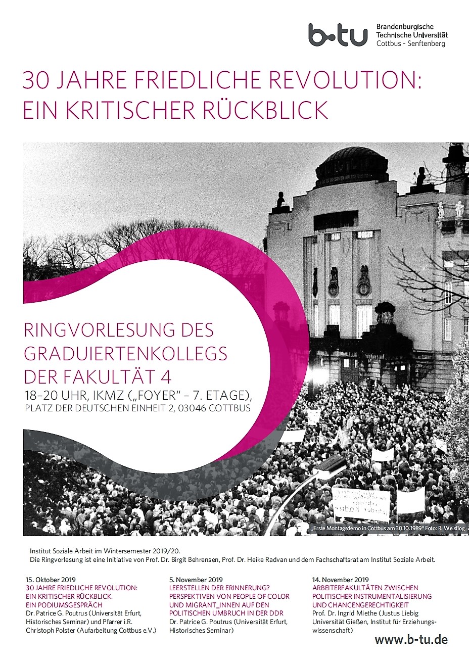 Plakat zur Ringvorlesung mit den ersten drei Terminen.
