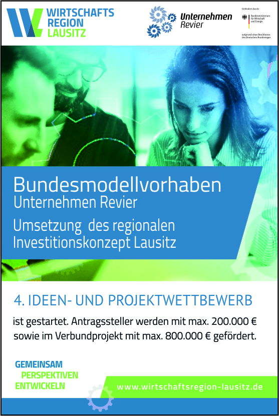 Plakat zum 4. Ideen- und Projektwettbewerb innerhalb des Bundesmodellvorhabens "Unternehmen Revier" 
