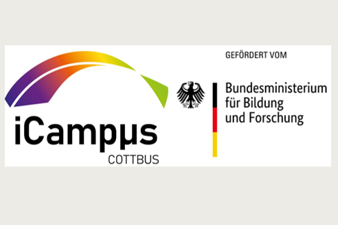 iCampus Logo neben dem Logo des Bundesministeriums für Bildung und Forschung