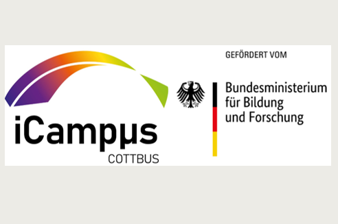 iCampus logo next to the logo of the Federal Ministry of Education and Research