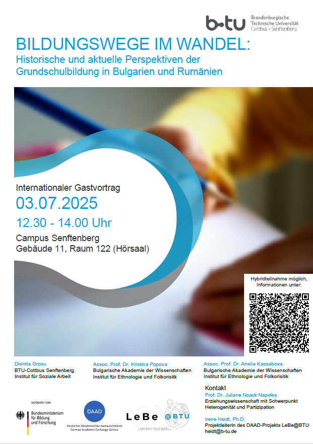 Das Bils zeigt die Ankündigung der Veranstaltung. Diese ist auf einem farblichen Hintergdun und in de"Blase", welche die BTU als Corporate Image benutzt, enthalten. 