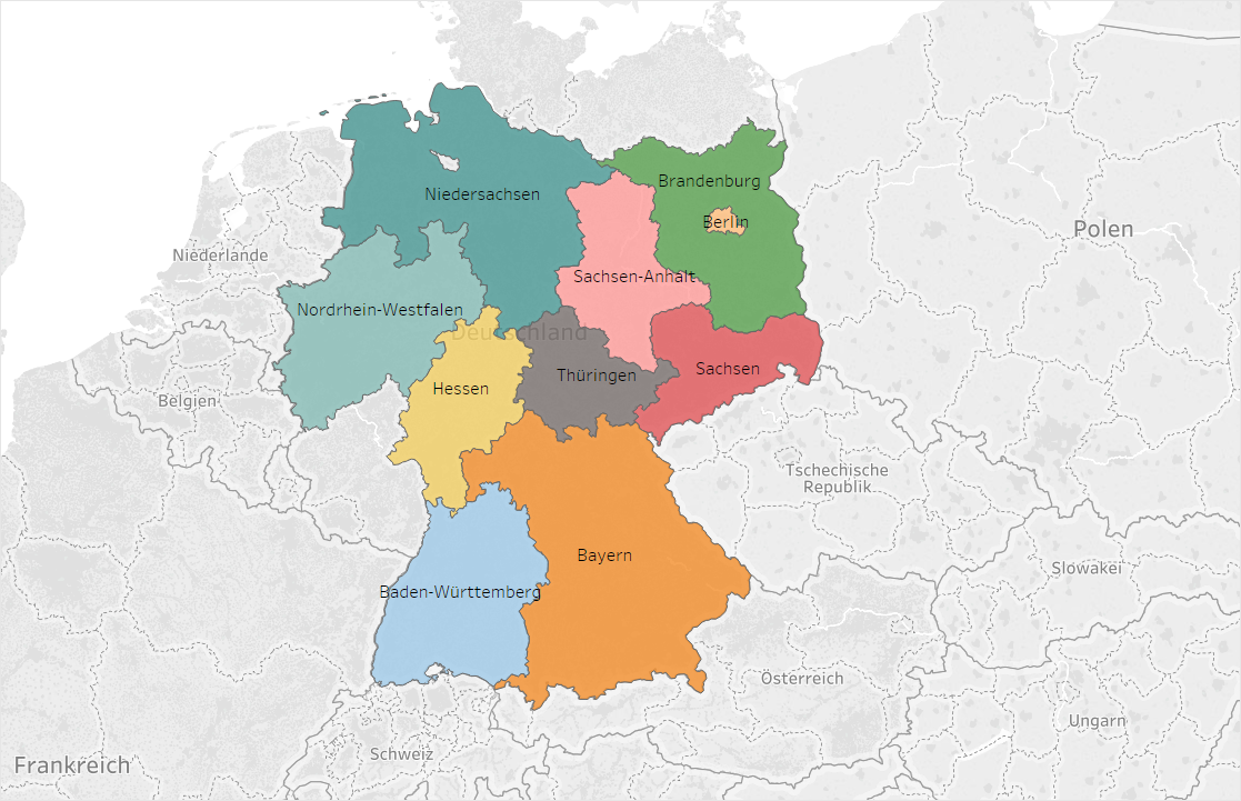 Auf der Karte sieht man die Bundesländer, in welchen Alumi des Studiengangs Master Wirtschaftsingenieurwesen gezogen sind. Die Statistik erstreckt sich über eine Dauer von 10 Jahren.