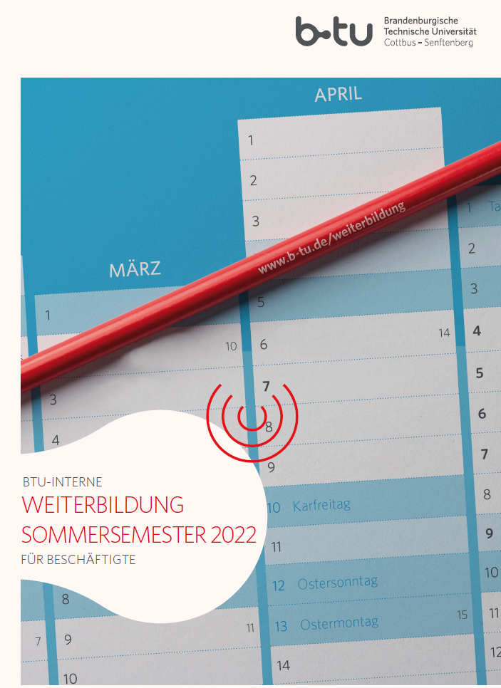 Kalenderblatt mit dem Hinweis auf Weiterbildungsangebote im Sommersemester 2022