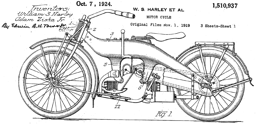 Patentschrift Harley Motorcycle