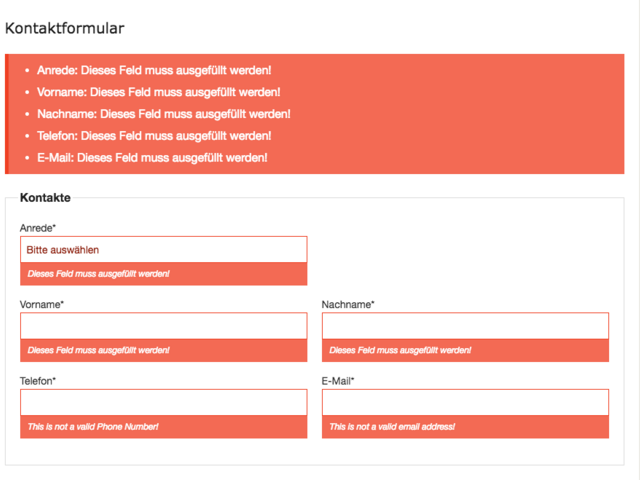 Fehlerausgabe in Formularen direkt am Feld