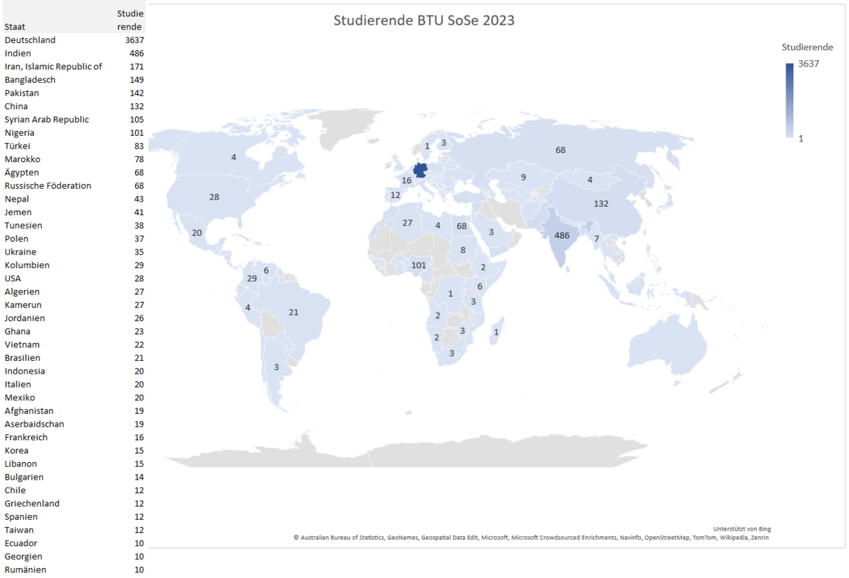 Weltkarte Studierende SoSe 2023