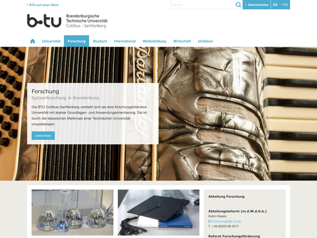 Beispielbild "Hero-Banner", großes Bild mit Zusatzinformationen leitet einen Inhaltsbereich ein