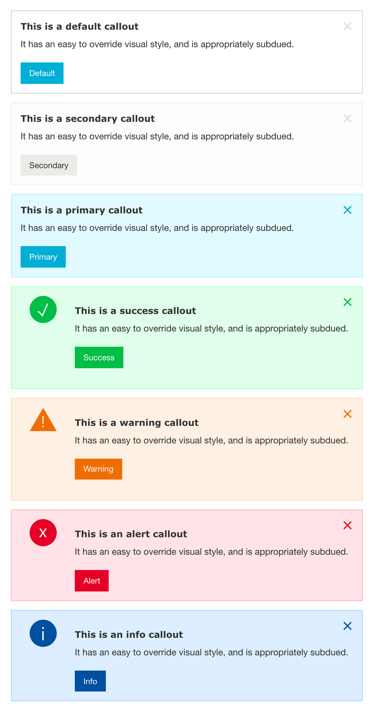 Auflistung von Hinweis-Elementen